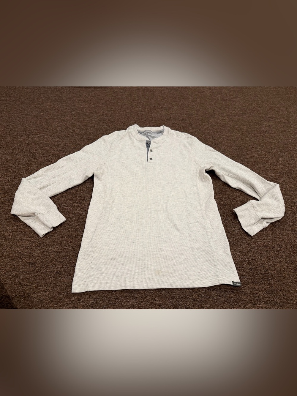 Eddie Bauer Men's M Long-Sleeve Henley Shirt - Light Gray thermal button